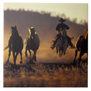 NA, USA, Oregon, Seneca, Ponderosa Ranch, Cowboy 2 Ceramic Tile