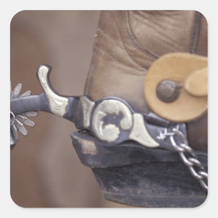 NA, USA, Texas, Lubbock Cowboy boot and spur Square Sticker