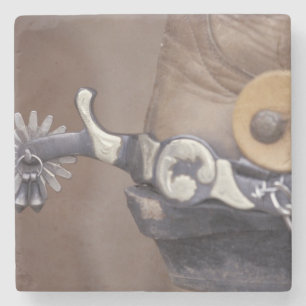 NA, USA, Texas, Lubbock Cowboy boot and spur Stone Coaster