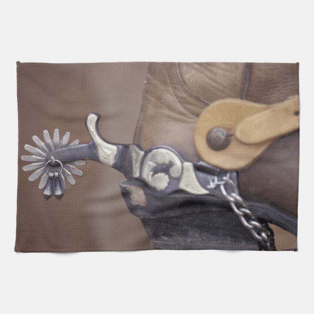 NA, USA, Texas, Lubbock Cowboy boot and spur Tea Towel (Horizontal)