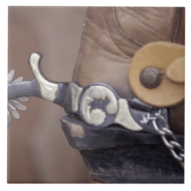 NA, USA, Texas, Lubbock Cowboy boot and spur Tile (Front)