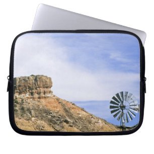 NA, USA, Texas Windmill and cliffs of Palo Duro Laptop Sleeve