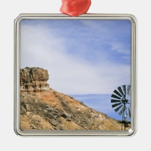 NA, USA, Texas Windmill and cliffs of Palo Duro Metal Ornament