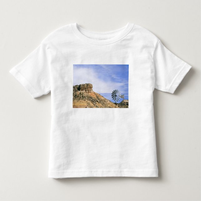 NA, USA, Texas Windmill and cliffs of Palo Duro Toddler T-Shirt (Front)
