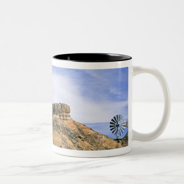 NA, USA, Texas Windmill and cliffs of Palo Duro Two-Tone Coffee Mug (Right)