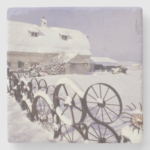 NA, USA, Washington, Uniontown, White barn and Stone Coaster