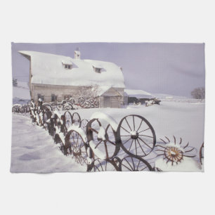 NA, USA, Washington, Uniontown, White barn and Tea Towel