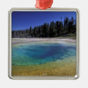 NA, USA, Wyoming, Yellowstone National Park. 2 Metal Tree Decoration