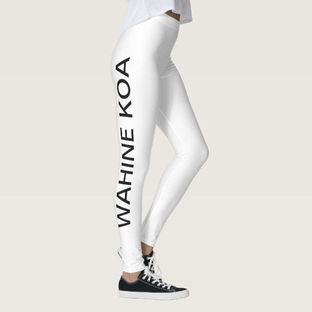 Na Wahine Koa Leggings (Black on White) (Right)