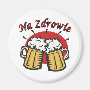 Na Zdrowie Toast With Beer Mugs Magnet
