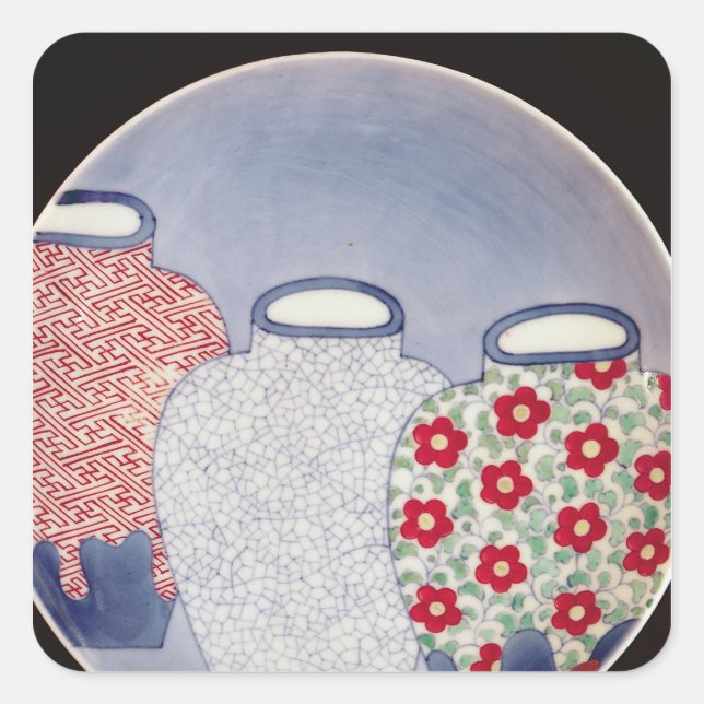 Nabeshima Dish, Edo Period Square Sticker (Front)