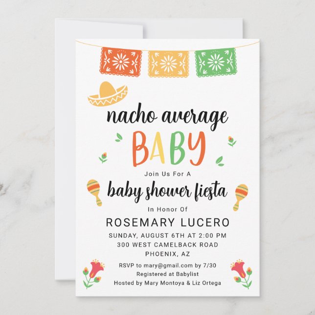 Nacho Average Baby Fiesta Baby Shower Invitation (Front)