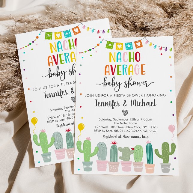 Nacho Average Baby Shower Cactus Fiesta Invitation (Creator Uploaded)