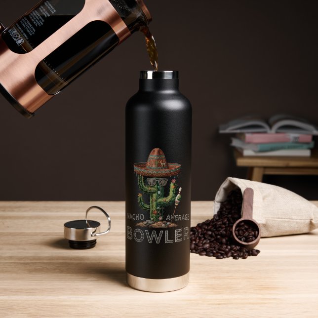 Nacho Average Bowler Fun Water Bottle (Coffee (Rotated))