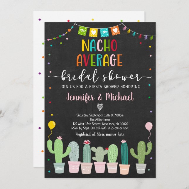 Nacho Average Bridal Shower Fiesta Invitation (Front/Back)