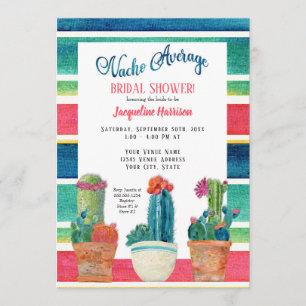 Nacho Average Bridal Shower Floral Desert Cactus Invitation