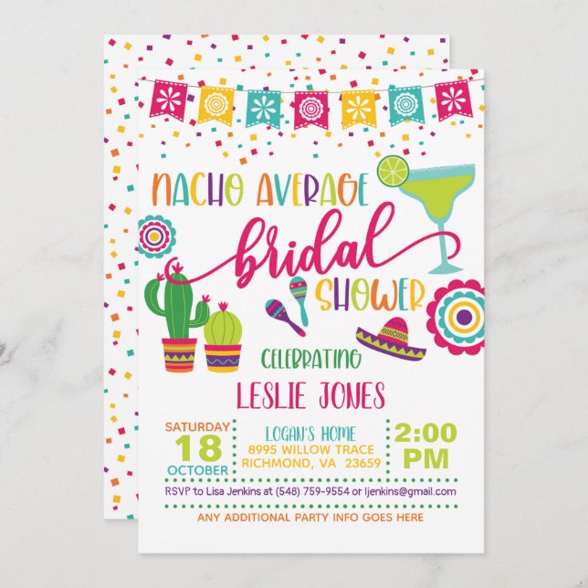 Nacho Average Bridal Shower Invitation - WH (Front/Back)
