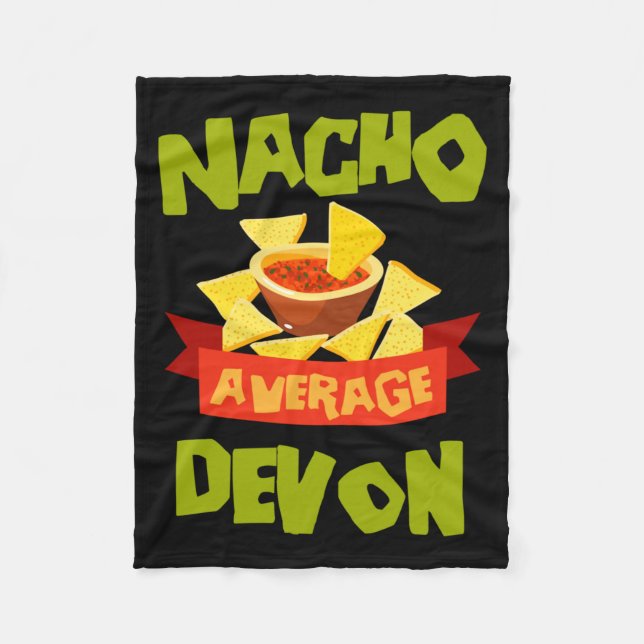Nacho Average Devon Funny Birthday Personalised Fleece Blanket (Front)