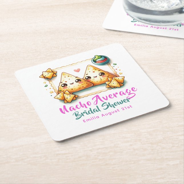 Nacho Average Fiesta! Last Party Bridal Shower Square Paper Coaster (Angled)