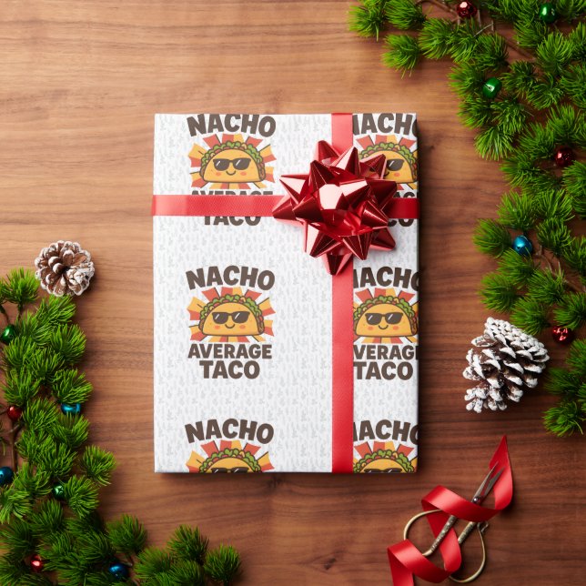 Nacho Average Taco Funny Food Pun Comic Style Wrapping Paper (Holiday Gift)