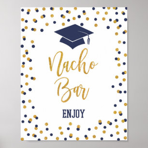 Nacho Bar Navy & Gold Graduation Party Sign