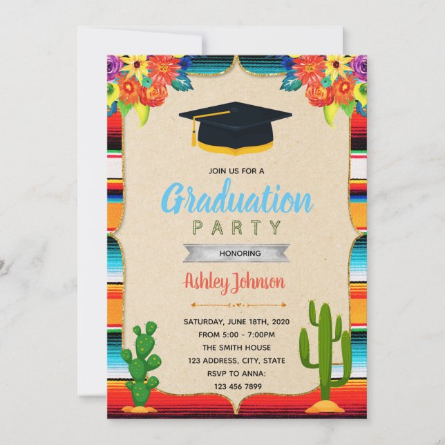 Nacho graduation theme party invitation (Front)