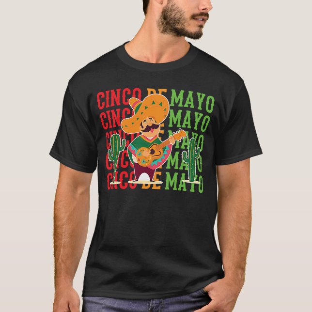 Nacho Mexican Holiday Taco Sombrero Poncho Cinco d T-Shirt (Front)