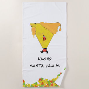Nacho Santa with Chips Beach Towel