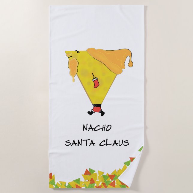 Nacho Santa with Chips Beach Towel (Front)