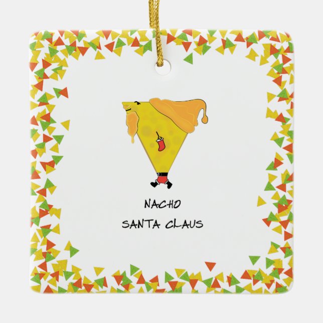 Nacho Santa with Chips Ceramic Ornament (Front)