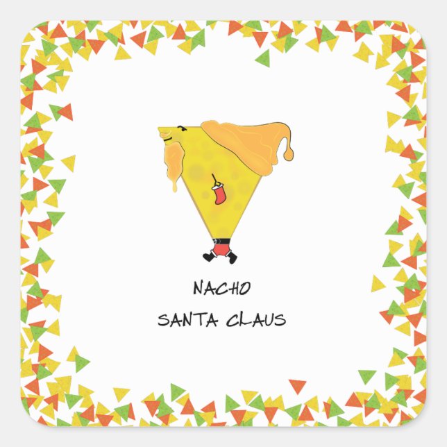 Nacho Santa with Chips Square Sticker (Front)