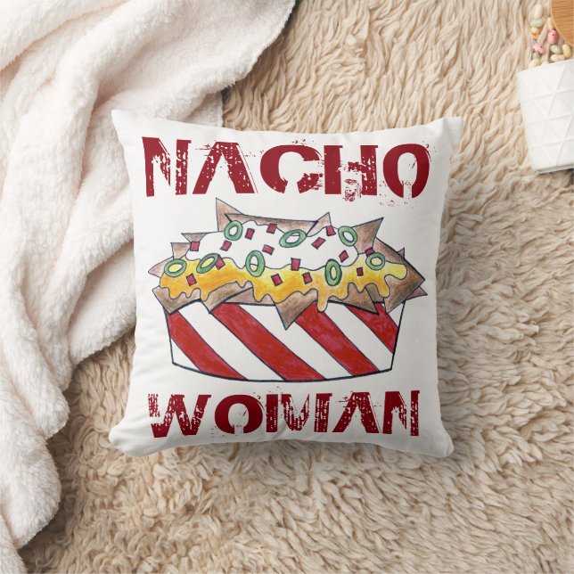 Nacho Woman Funny Foodie Feminist Nachos Chips Cushion (Blanket)