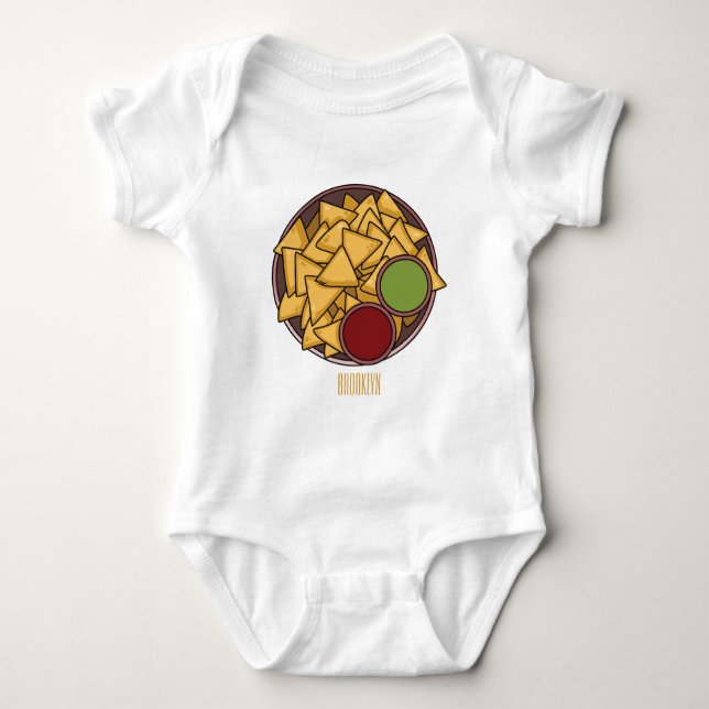 Nachos cartoon illustration  baby bodysuit (Front)