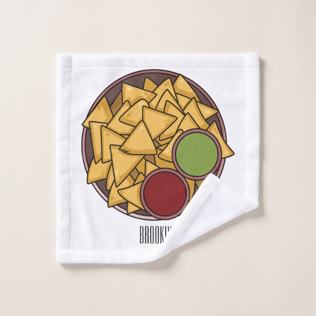 Nachos cartoon illustration  bath towel set (Wash Cloth)