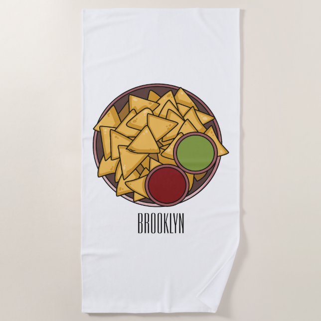 Nachos cartoon illustration  beach towel (Front)