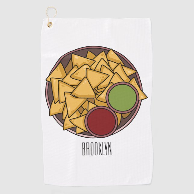 Nachos cartoon illustration  golf towel (Front)
