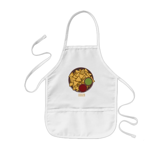 Nachos cartoon illustration  kids apron (Front)