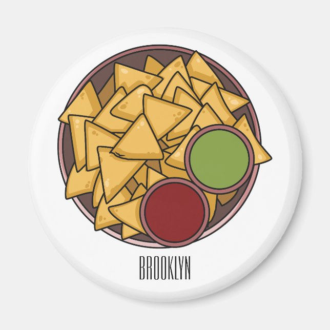 Nachos cartoon illustration  magnet (Front)