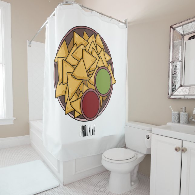 Nachos cartoon illustration  shower curtain (In Situ)