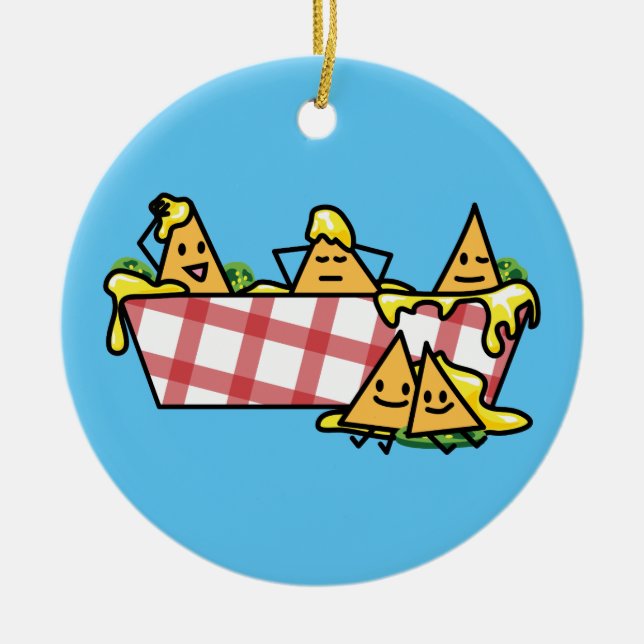 Nachos Melted Cheese Jalapeno Nacho tortilla chips Ceramic Ornament (Front)