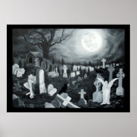 Nachts auf dem Friedhof Engel mit Teufel