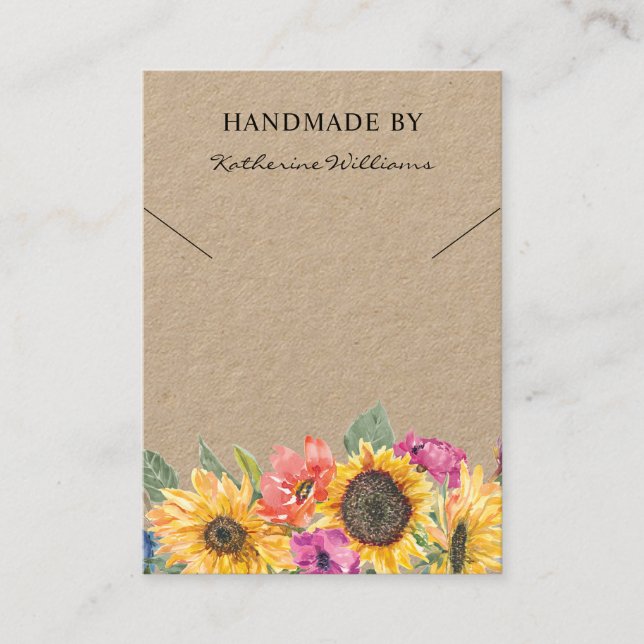 Nacklace  Display Card  | Sunflower Floral (Front)