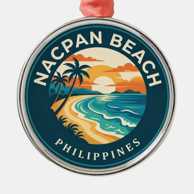 Nacpan Beach Philippines Metal Ornament (Front)