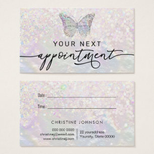 nacre butterfly faux glitter appointment card
