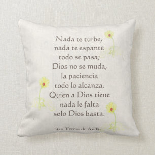 "Nada te turbe" San Teresa di Avila Antique Wood Cushion