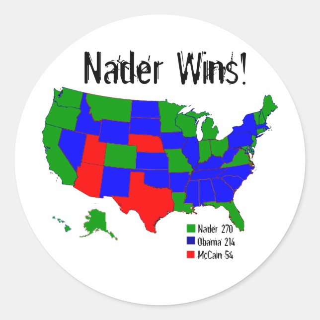 Nader Wins! Classic Round Sticker (Front)