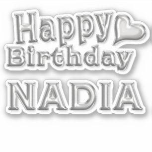 Nadia Happy Birthday silver Sticker