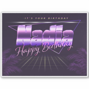 Nadia Name First name lila retro Sticker Birthday