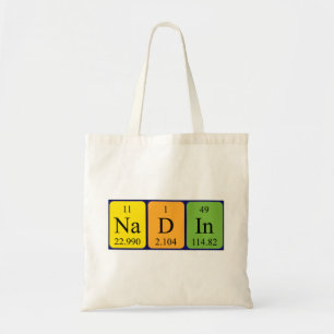 Nadin periodic table name tote bag