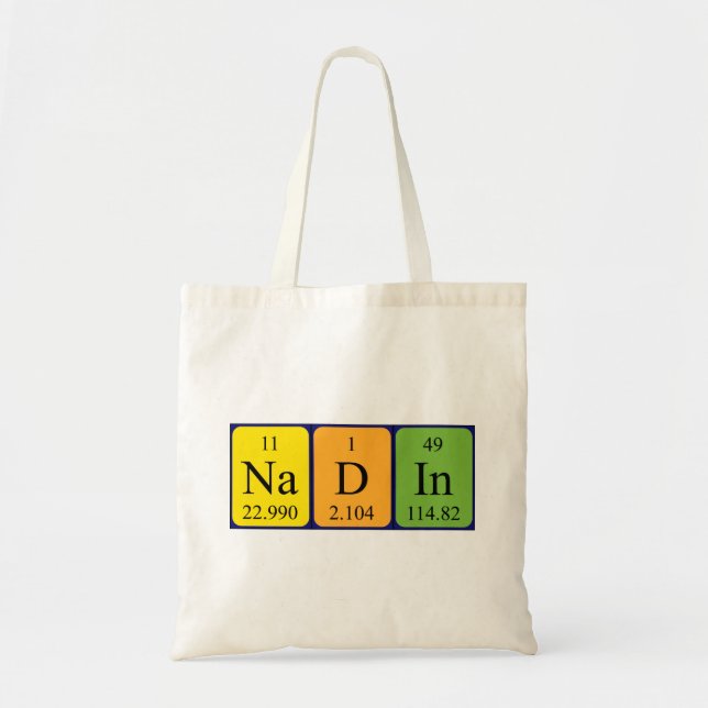 Nadin periodic table name tote bag (Front)